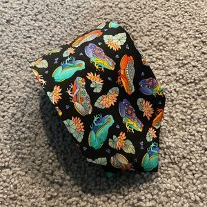 Leonard Paris Vintage 100% Silk Black Muliticolor Neck Tie Frogs, Like New